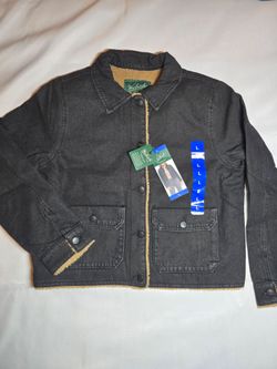 Woolrich Sherpa Lined Denim Chore Jacket Black Wash