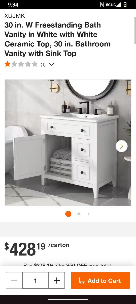 30" Freestanding Vanity