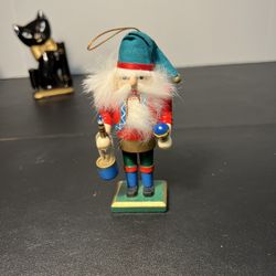 Vintage 1990s Red Coat Green Hat Elf Nutcracker Christmas Ornament 5”