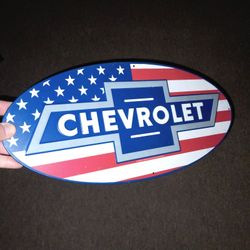 SPECIAL Metal Chevrolet Flag Sign 20 Inches Wide 