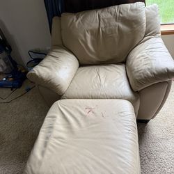 FREE oversized faux leather chair with ottoman