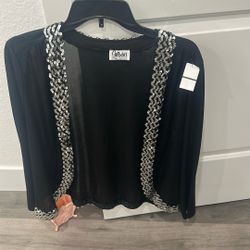 Elegant Black And Silver Sequence Jacket Size M