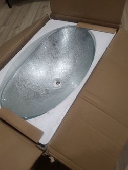Bathroom sink glass with faucet