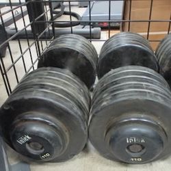 Used Intek 110 LB Rubber Dumbbell - PAIR