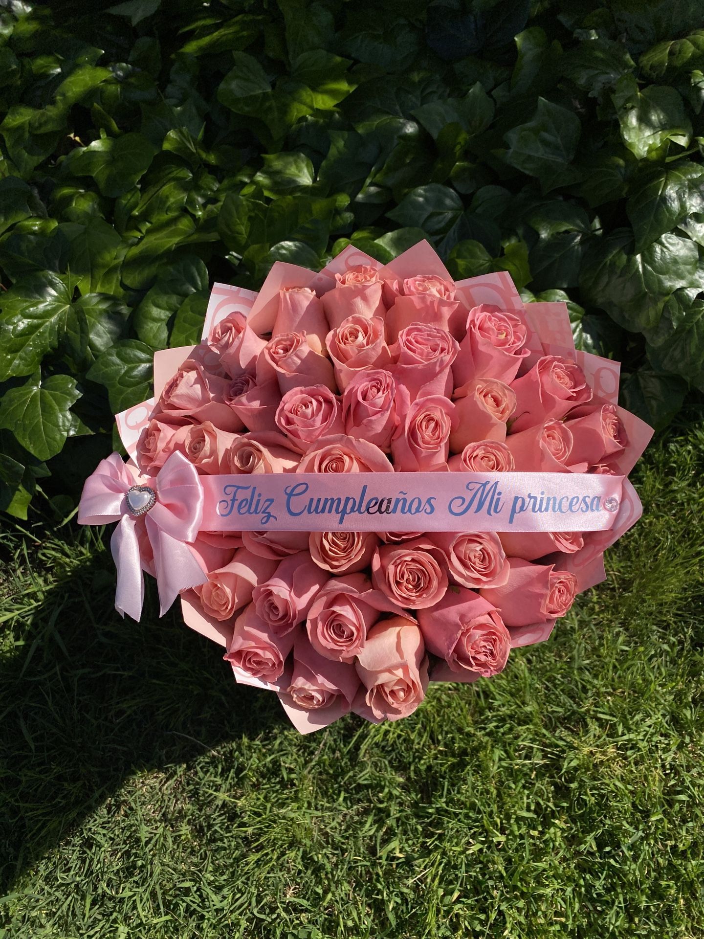 Birthday bouquet pink roses
