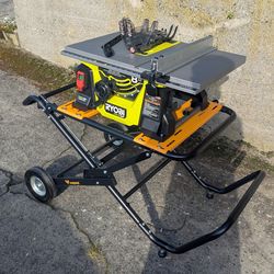 Ryobi One+ HP Brushless Cordless 8-14 in Compact Portable Job Site Table Saw.