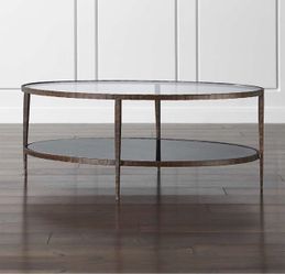Metal & Glass 48" Oval Coffee Table with Shelf - Craft and Barell