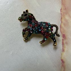 Betsey Johnson Small Horse Rhinestone Pin 