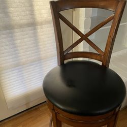 Wood And  Leather Bar Stool