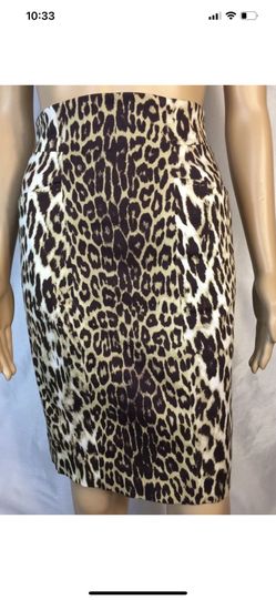 Elie Tahari Brown Ivory Leopard Print