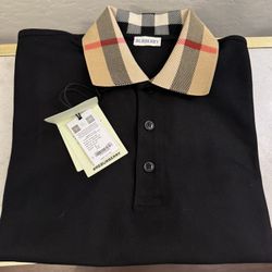 Burberry Check Collar Cotton Polo Shirt