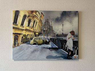 Urban art street art wall art poster decor holiday Christmas taxi tree