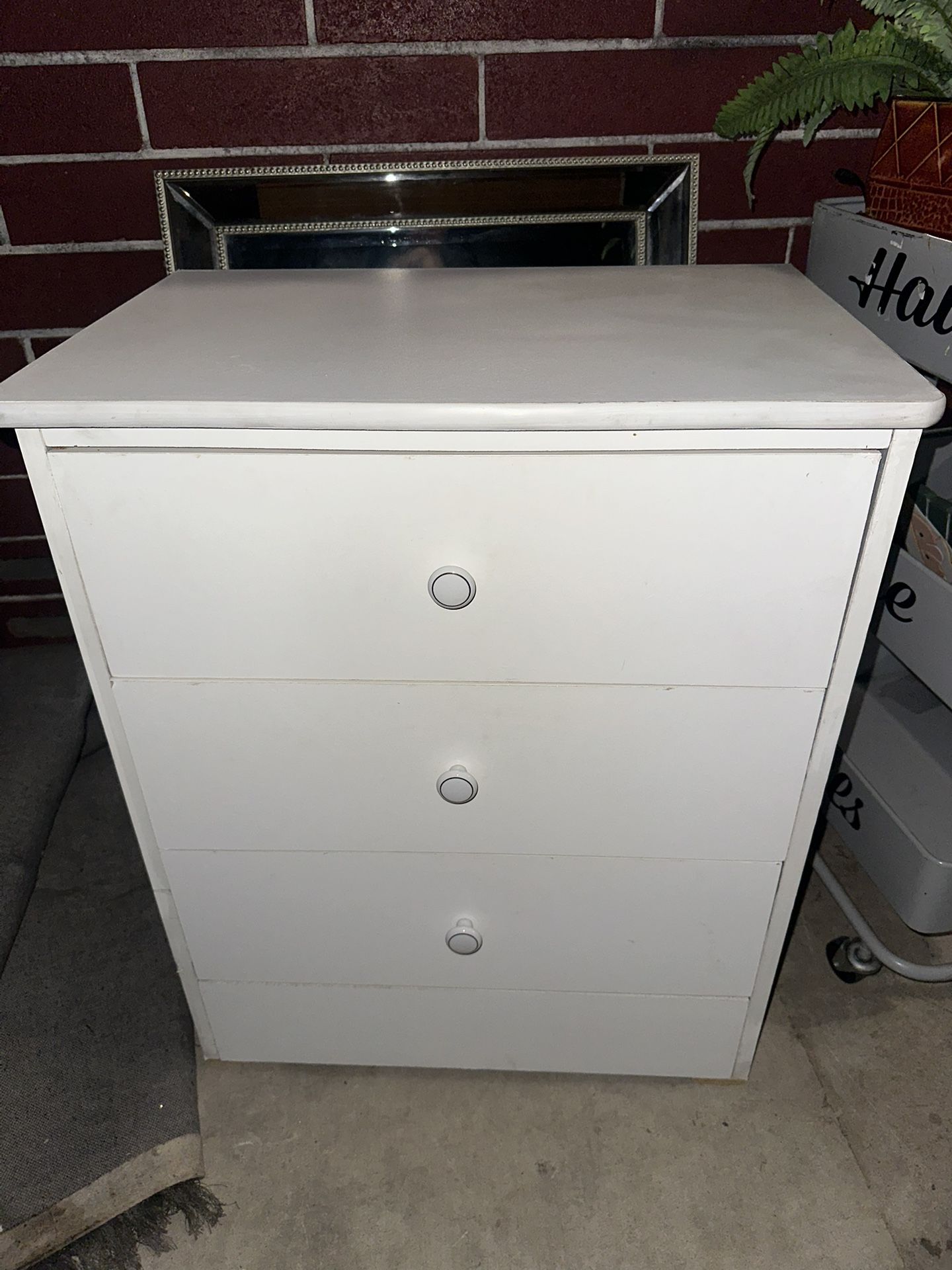 3 Drawer White Dresser