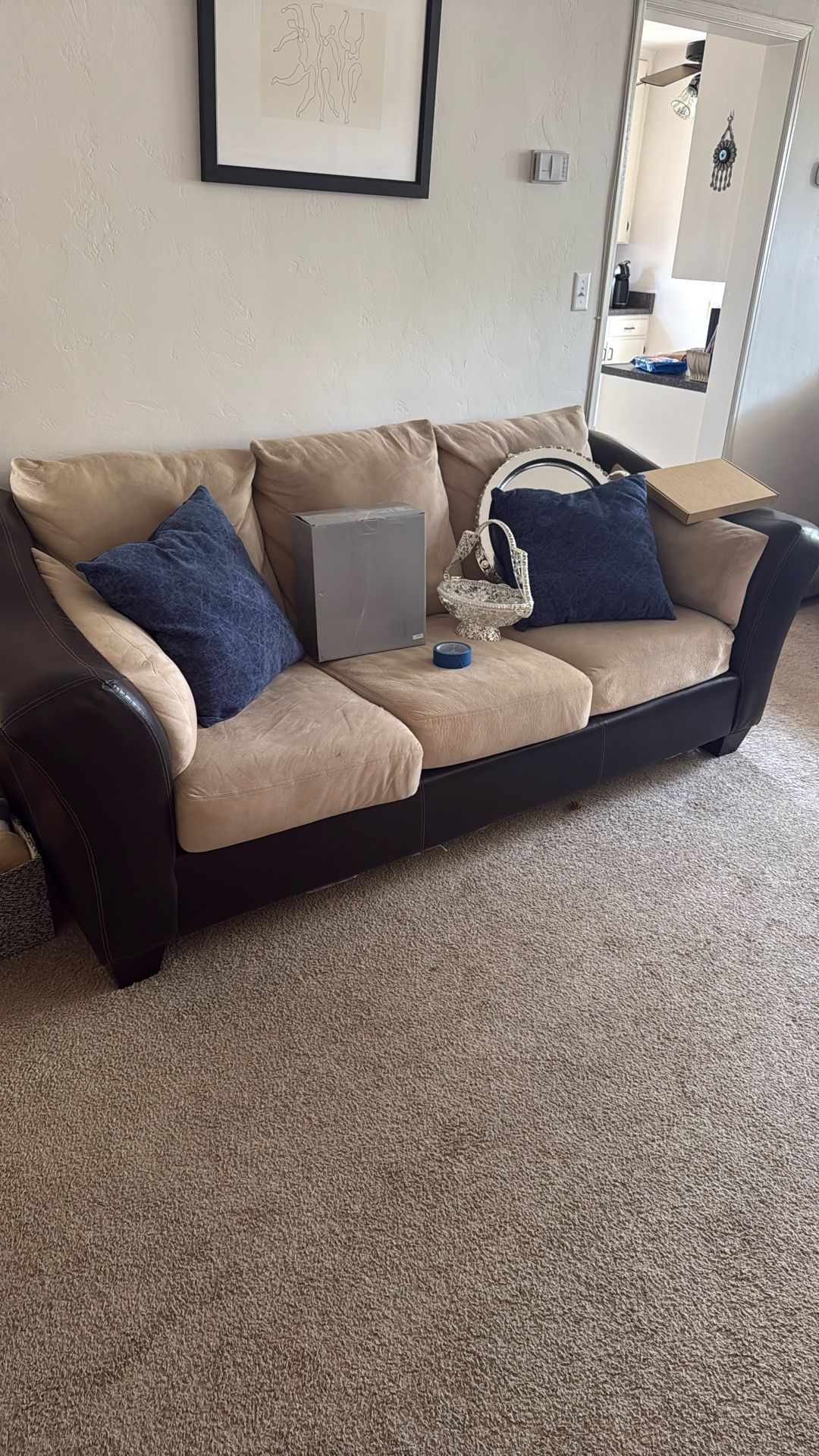 Brown Leather Sofa & Loveseat Set – Great Condition!