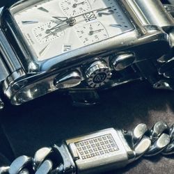 Belova men’s classic stainless and diamond bracelet with ESQ cartographer watch