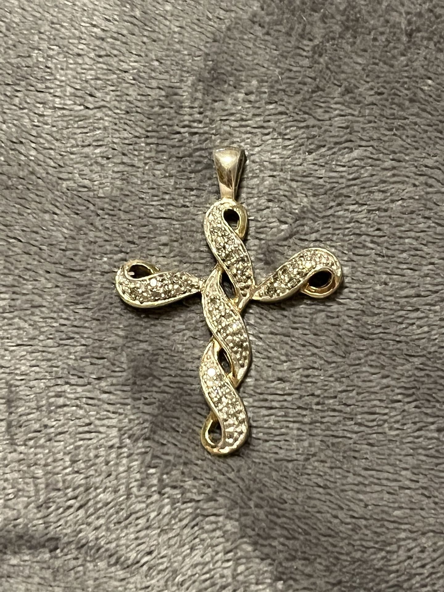 Beautiful Pave Diamond In Gold Pt Infinity Cross Pendant