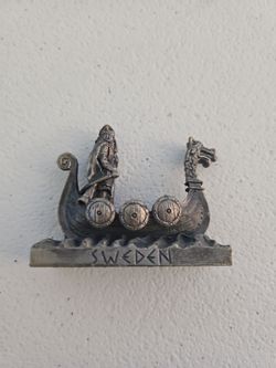 Sweden Viking Ship Pewter Souvenir Figurine
