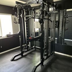 PRO SERIES Ultimate Half Rack Functional Trainer w/Smith Machine Bar | 400lb Stack | Gym Equipment | Fitness | Commercial | Squat Rack 