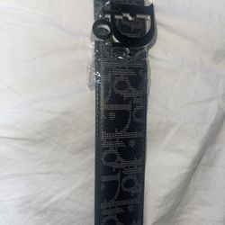 Dior Belt Gray/Black Mens 30 Authentic