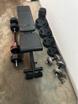 Adjustable Weight Bench + Dumbbells + Weight Plates – Complete Home Gym