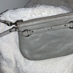 Coach Grey Leather Wristlet 