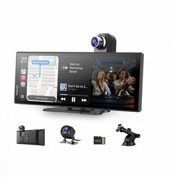 Carpuride 11.26” Touch Screen Wireless CarPlay Android Auto, Bluetooth, GPS, 4K Dash Cam, Car Backup Camera, Pickup, SUV, Truck