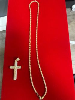 24” Rope Chain & Cross Pendant Combo