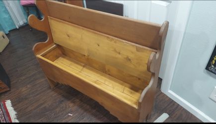 Vintage Wooden Bench With Storage
