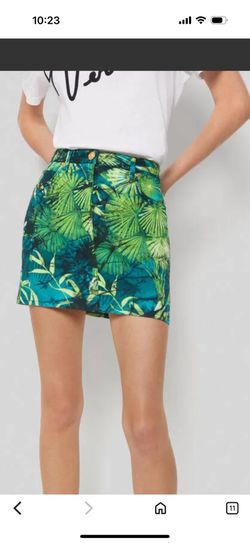 Versace jungle print Denim Skirt