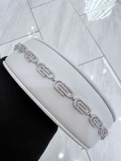 925 Silver Moissanite Oval Link Bracelet