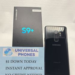 WITH BOX SAMSUNG GALAXY S9 PLUS 64GB UNLOCKED.   DRONE  LOWEST WHOLESALE PRICES WITH OPTION TO PAY  IN PAYMENTS  WITH NO CREDIT CHECKS 