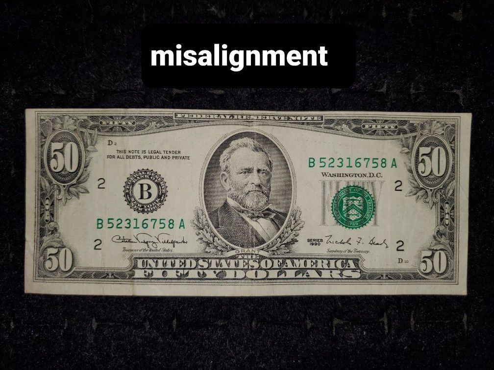 1990 Small Bill Error Misaligned