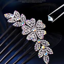 Hair Side Comb Rhinestone Flower Vintage Headpieces Tools Pins Clips Accessories Bride Headdress Wedding Daily Gift for Women and Girls 