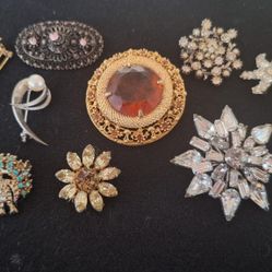 Vintage Rhinestone And Semi Precious Stone Brooch/ Jewelry Circa 1950s  DM For Individual Prices! 