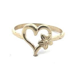 Woman’s Ladies 14k Yellow Gold Heart And Flower Band Ring Size 7 GP3120143