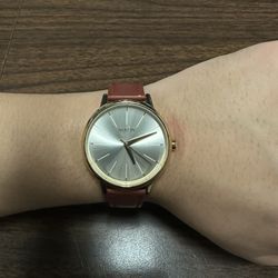 Nixon Gold Tone Leather Watch (Vintage)