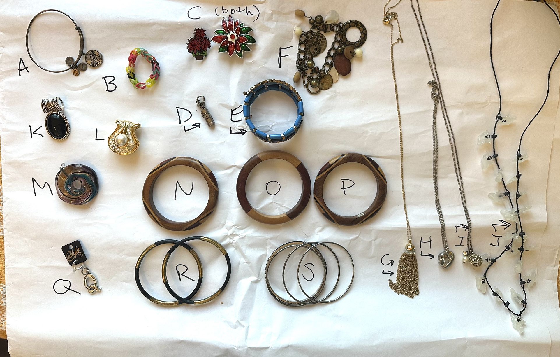 Bracelets, Necklaces, Charms, and Pendants — $1 each 
