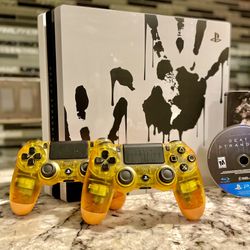 PS4 Pro Death Stranding Edition With Two Orange Controllers