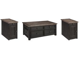 Tyler Creek Grayish Brown/Black Coffee Table and 2 Chairside End Tables