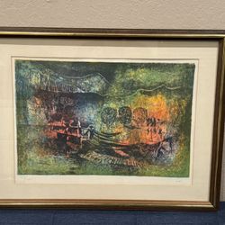 HOI LEBADANG (b.1921) - "Docked Boats 5" - Rare Signed Lithograph 213/275