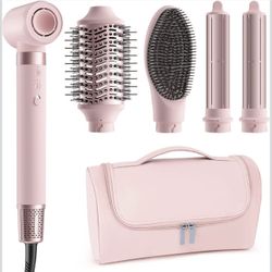 5 in 1 Hot Air Styler Wrap – High-Speed Hair Dryer Brush with Auto Wrap Curlers, Fast Drying & Frizz-Free Styling, No Heat Damage, Volumizing Brush wi