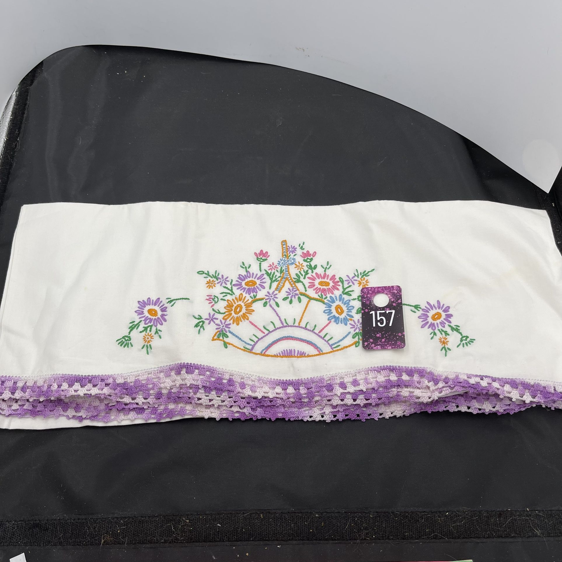 Vintage Crocheted Hems Standard Size Embroidered Pillowcases Pair