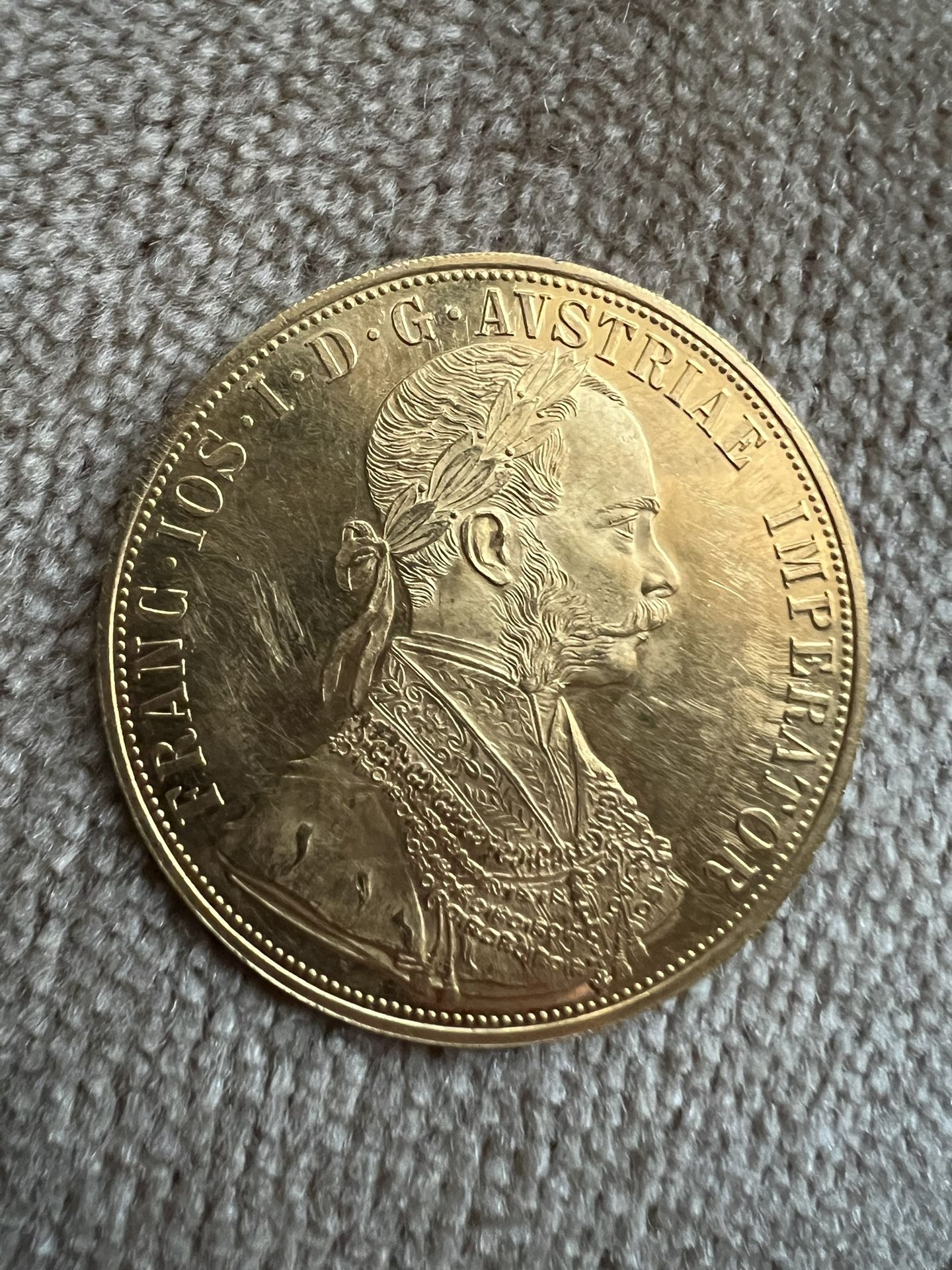 Vintage Rare 1915 Austrian 4 Ducat 23kt Gold Coin Emperor Franz Joseph  Ferdinand