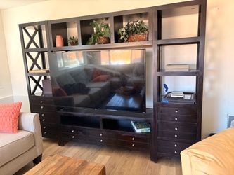 Dark Wood Entertainment Center Wall Unit