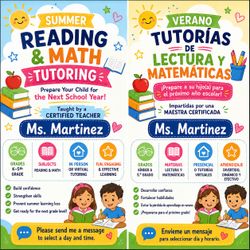 Tutorias con Maestra Certificada Summer Tutorials