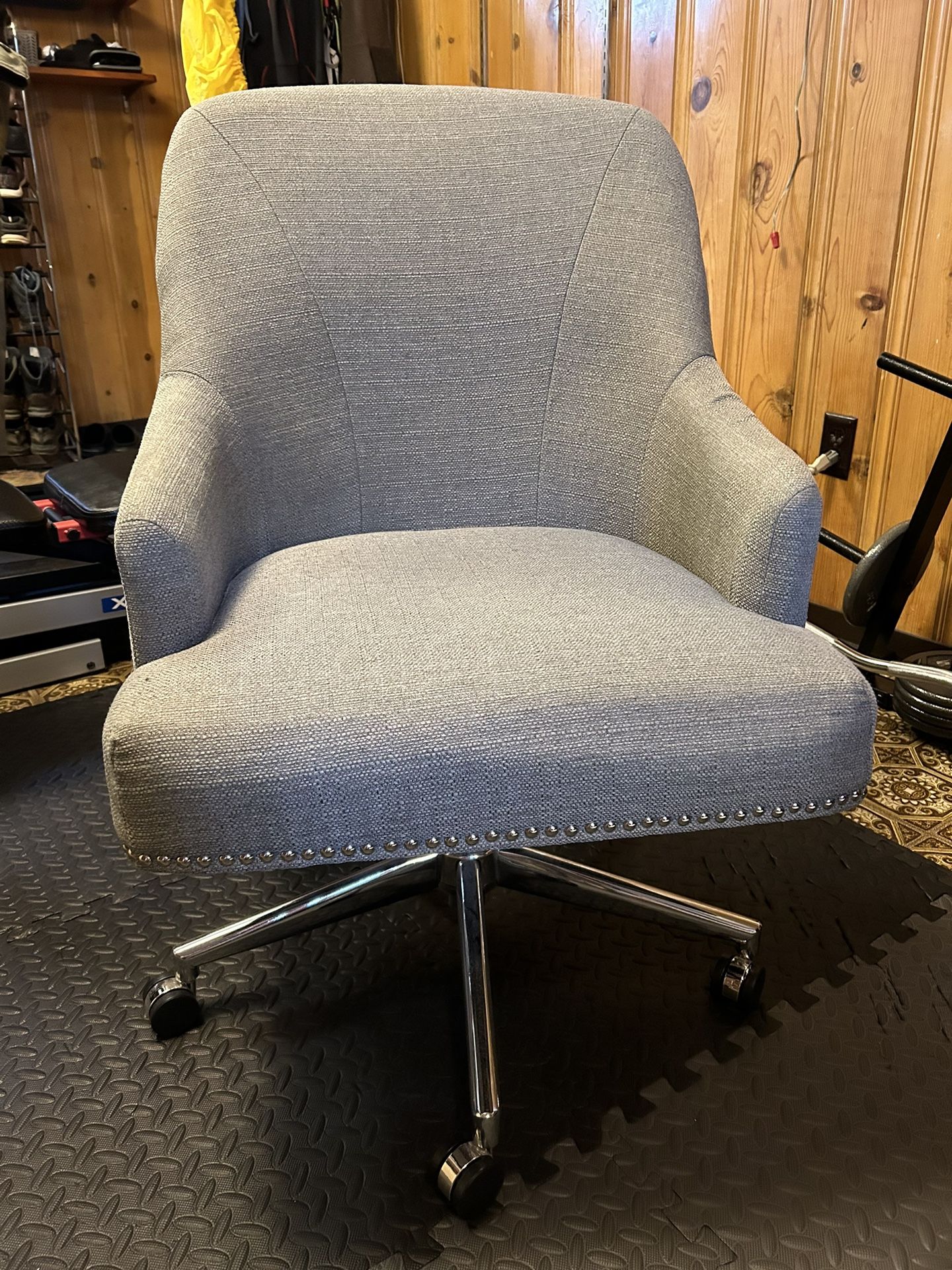 Stylish Grey Linen Office Chair Excellent Condition