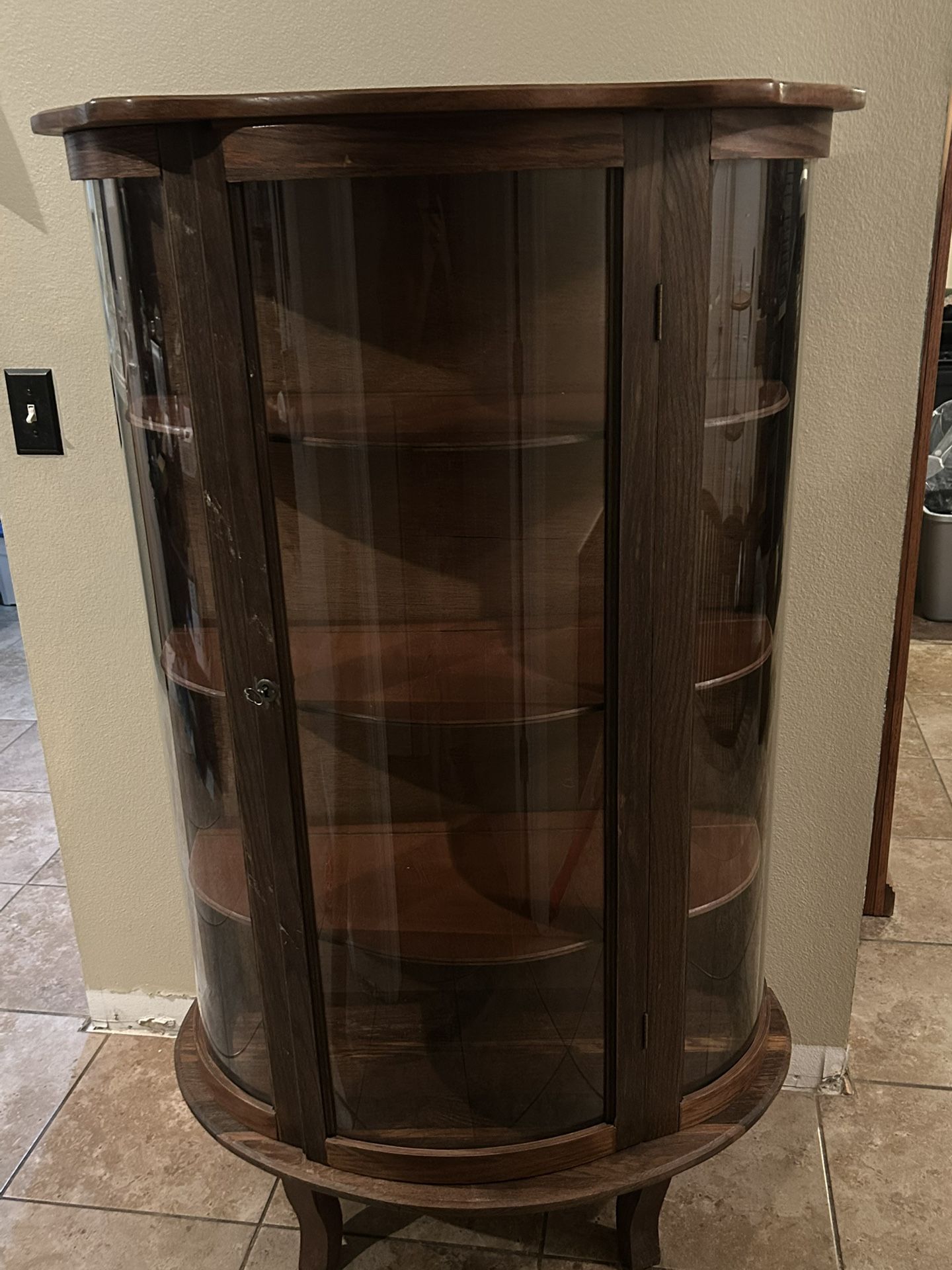 Antique Rounded Front Curio Cabinet
