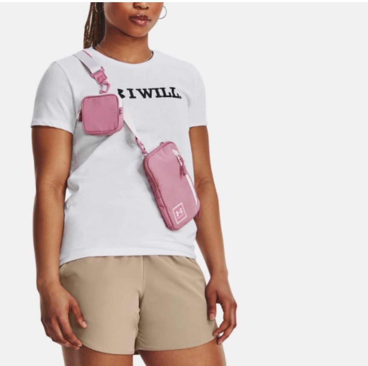 UA Under Armour Loudon Crossbody Small Pink and White