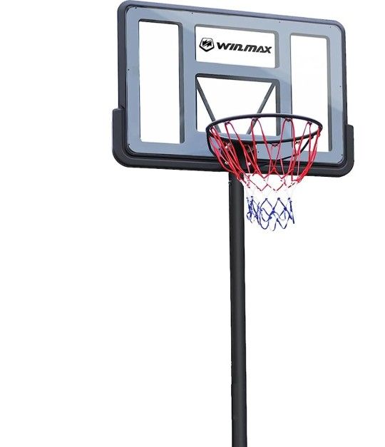 WIN.MAX Portable Basketball Hoop Goal System 4.8-10ft Adjustable 44in Backboard for Kids/Adults Indoor Outdoor