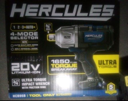 HERCULES 20V Brushless Cordless, 3/4 in. Ultra Torque Impact Wrench. *****Tool Only *****